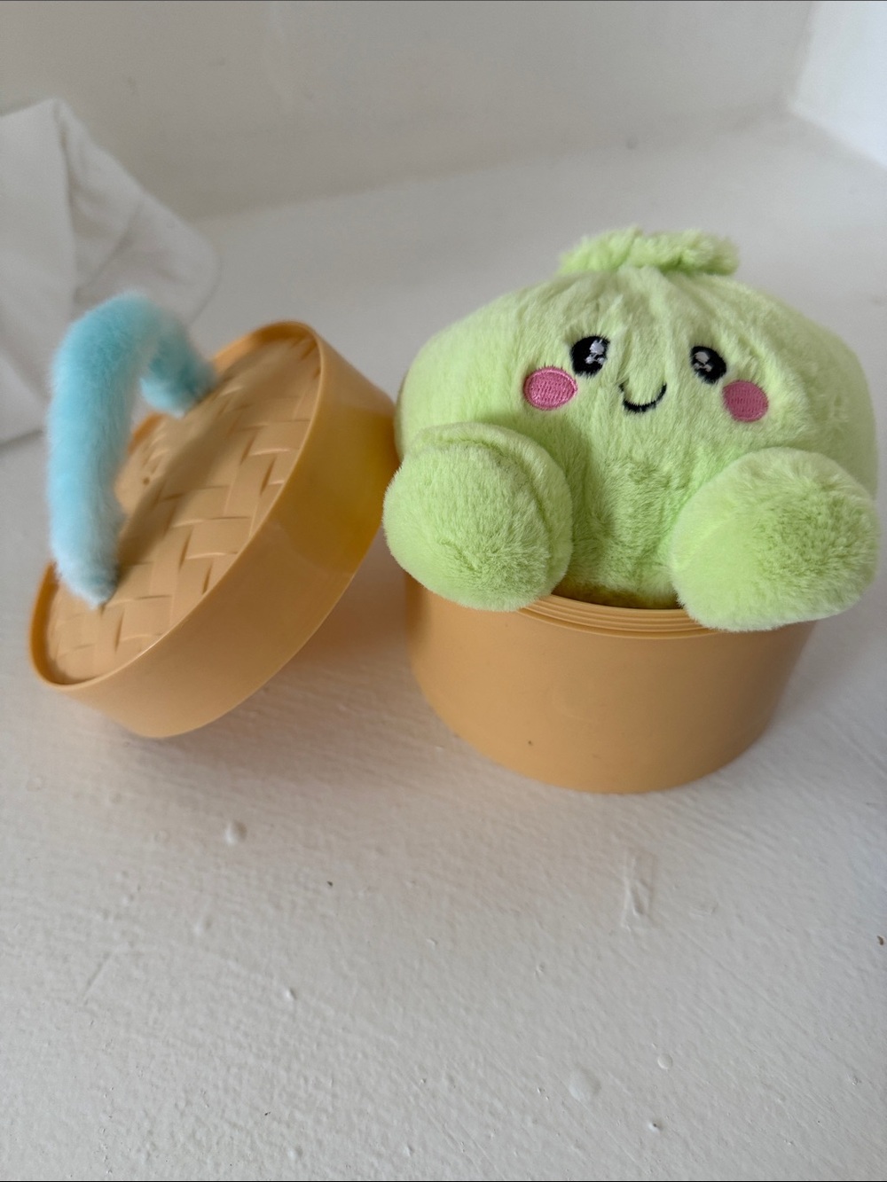 RMS Beauty Plush Green Smiley Stuffed Toy with Pink Cheeks